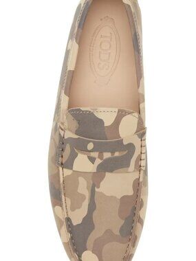 Tod's Camouflage Nubuck Leather Loafer in Beige Multi